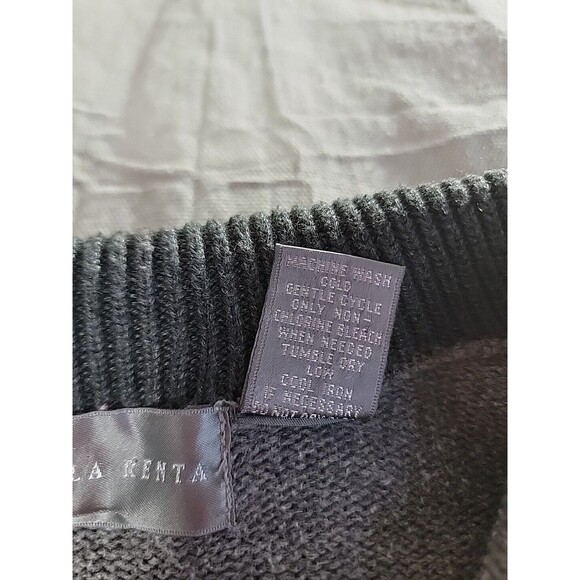 Oscar De La Renta Sweater Mens L 1/4 Zip Pullover Gray Preppy Casual Soft Knit - Picture 4 of 12